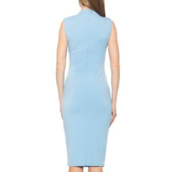 Alexia Admor Women's Large Blue Sleeveless Mock Neck Midi Zip Up Back Dress - Picture 7 of 7